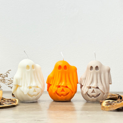 Colourful Ghost and Pumpkin Halloween Candle - Spooky Halloween Decor