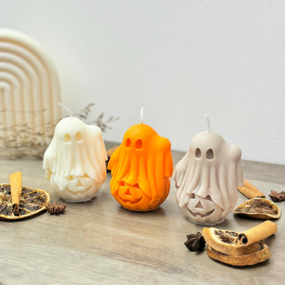 Colourful Ghost and Pumpkin Halloween Candle - Spooky Halloween Decor