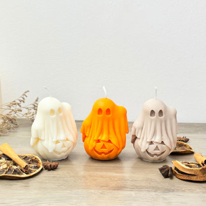 Colourful Ghost and Pumpkin Halloween Candle - Spooky Halloween Decor