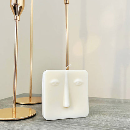 Square Moai Candle - Square Face Candles - Geometric Candle - Sculptural Candles