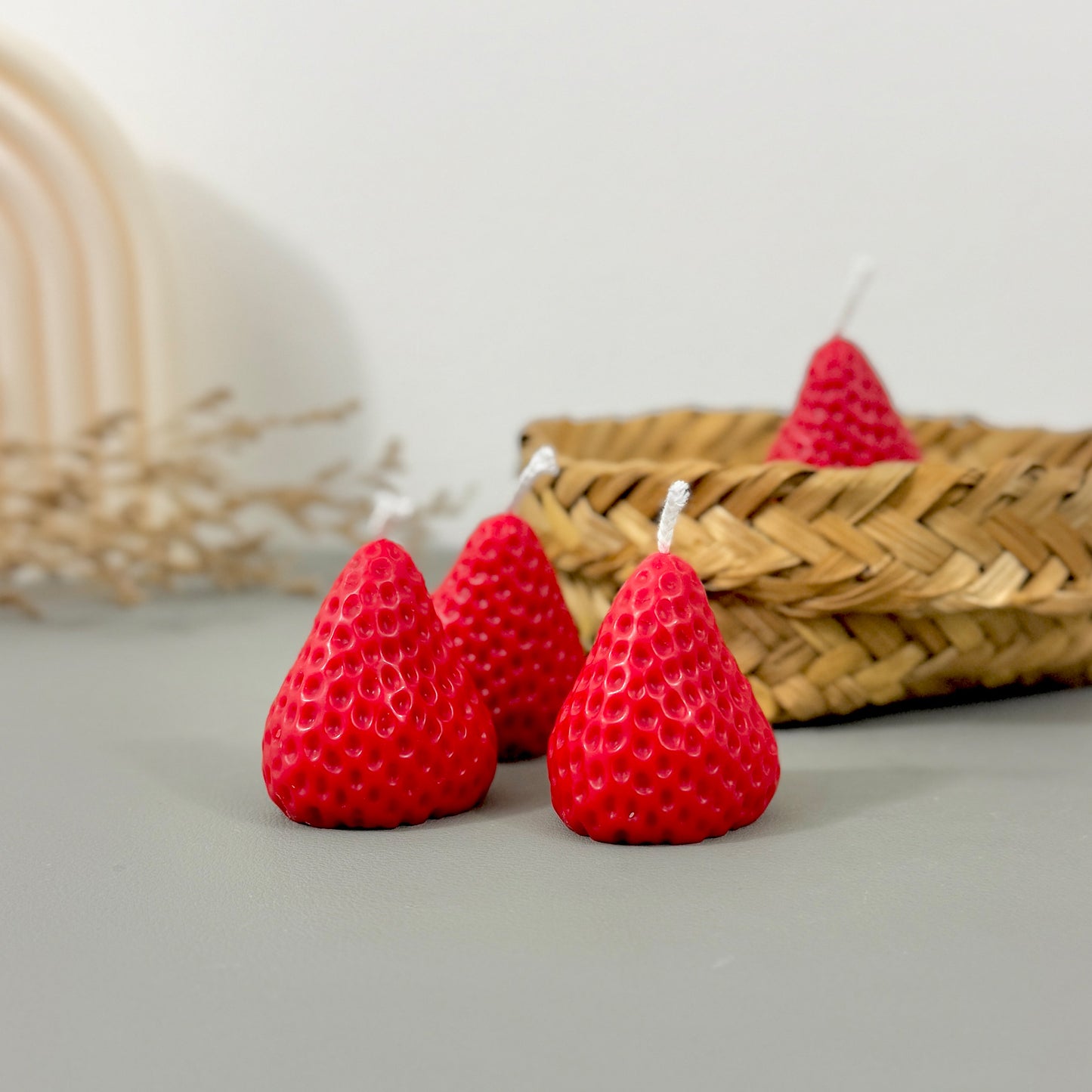 Strawberry Shaped Strawberry Scented Tealight Candles Set of 4