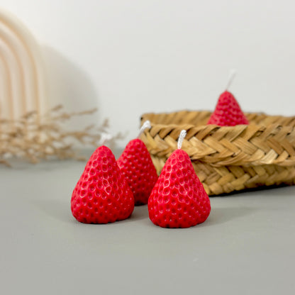Strawberry Shaped Strawberry Scented Tealight Candles Set of 4