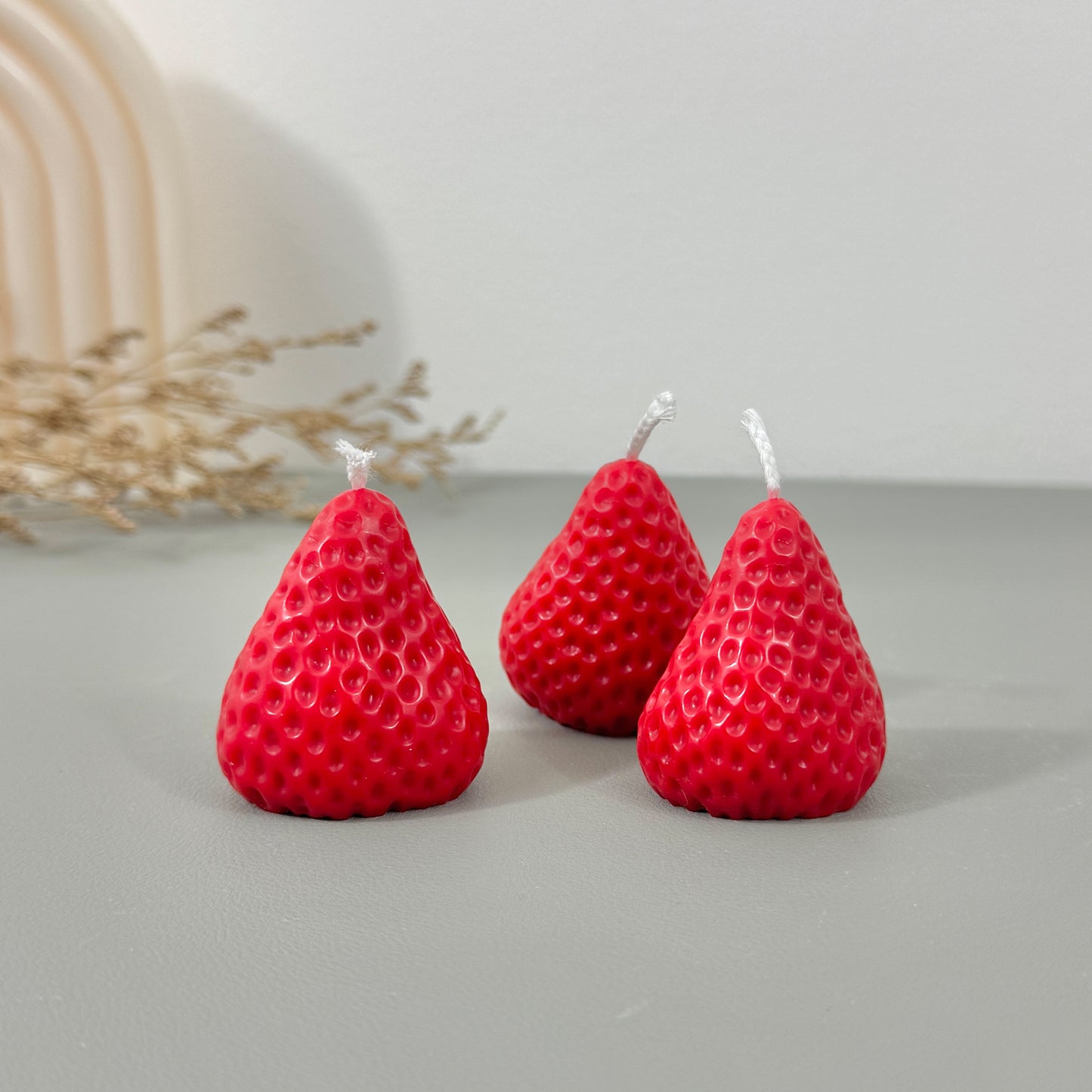 Strawberry Shaped Strawberry Scented Tealight Candles Set of 4