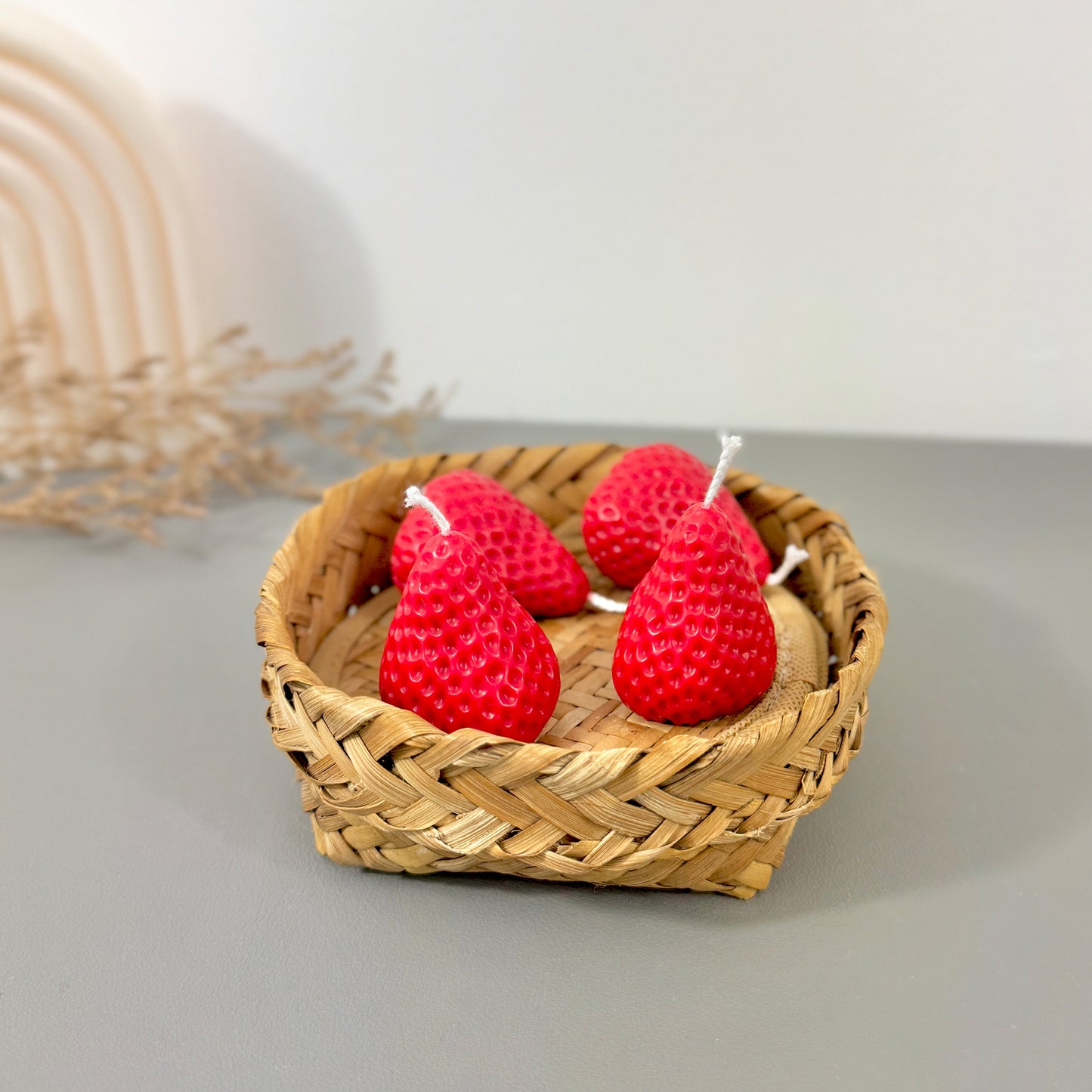 Strawberry Shaped Strawberry Scented Tealight Candles Set of 4