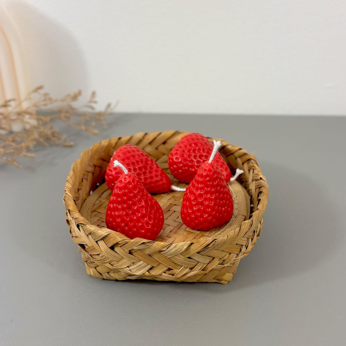 Strawberry Shaped Strawberry Scented Tealight Candles Set of 4