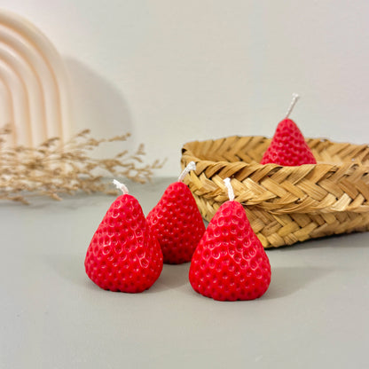 Strawberry Shaped Strawberry Scented Tealight Candles Set of 4
