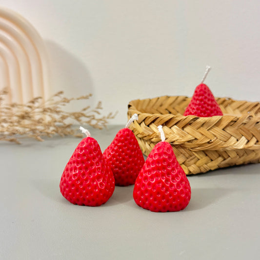 Strawberry Shaped Strawberry Scented Tealight Candles Set of 4