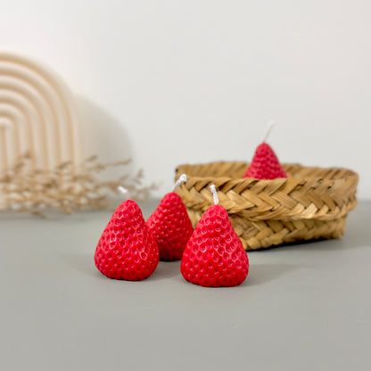 Strawberry Shaped Strawberry Scented Tealight Candles Set of 4