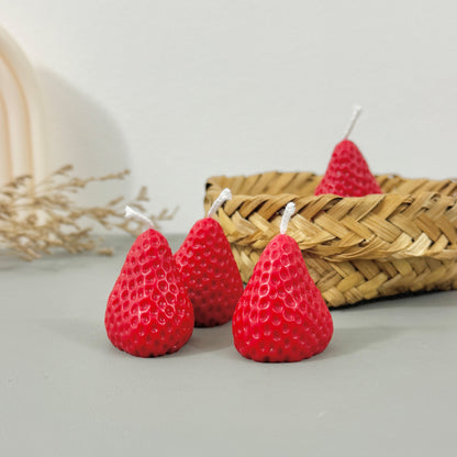 Strawberry Shaped Strawberry Scented Tealight Candles Set of 4