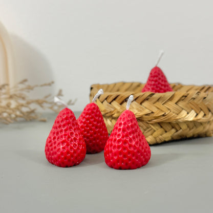 Strawberry Shaped Strawberry Scented Tealight Candles Set of 4