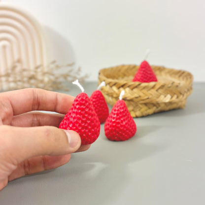 Strawberry Shaped Strawberry Scented Tealight Candles Set of 4