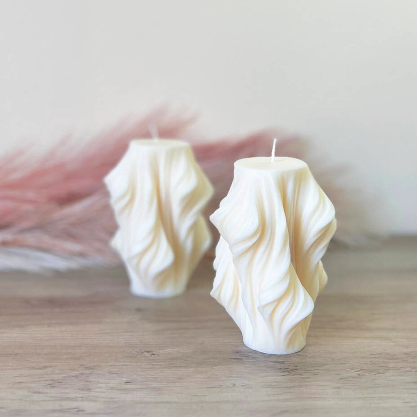 Swirly Sculptural Soy Candle - Wavy Pillar Candles - Minimalist Home Decor Gifts