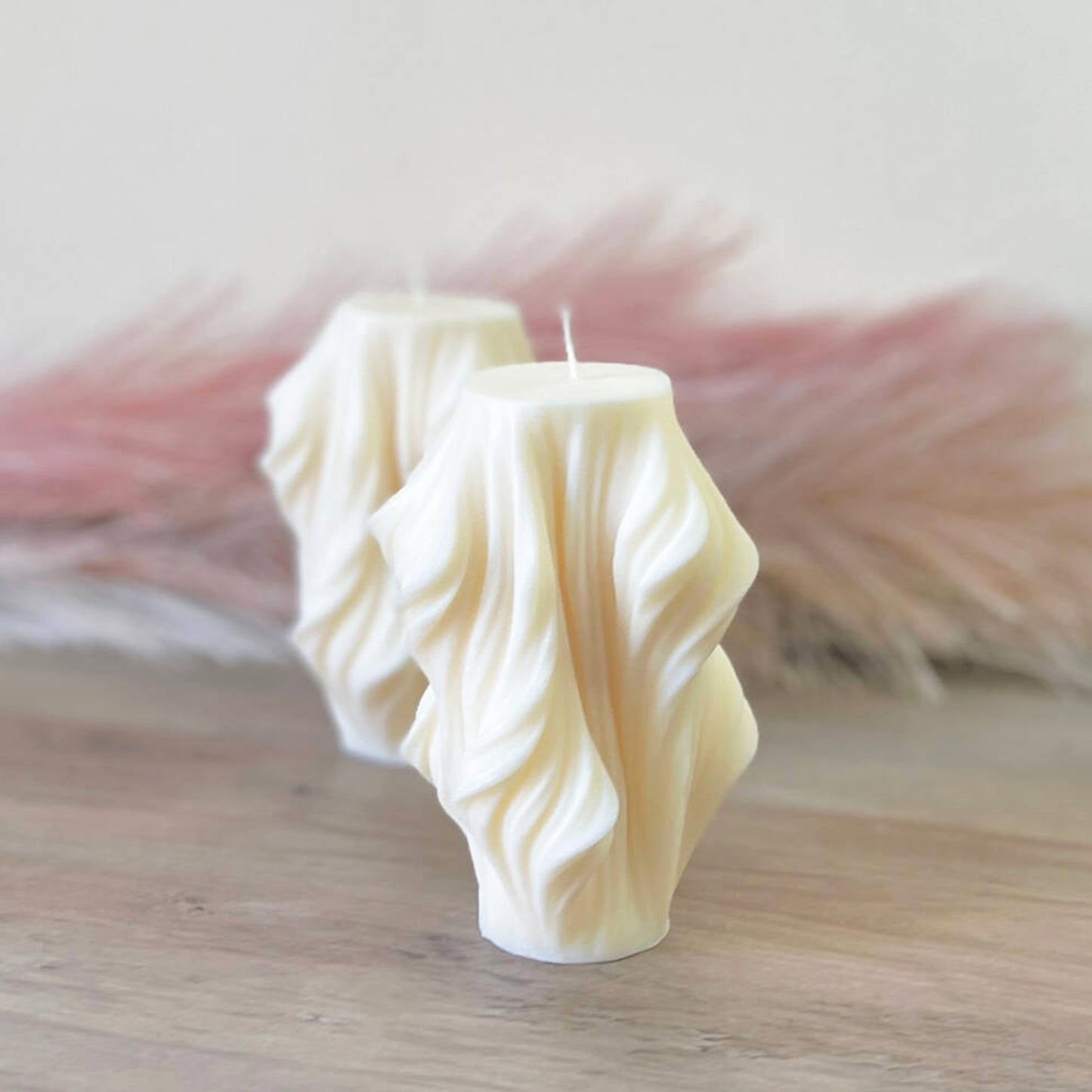 Swirly Sculptural Soy Candle - Wavy Pillar Candles - Minimalist Home Decor Gifts