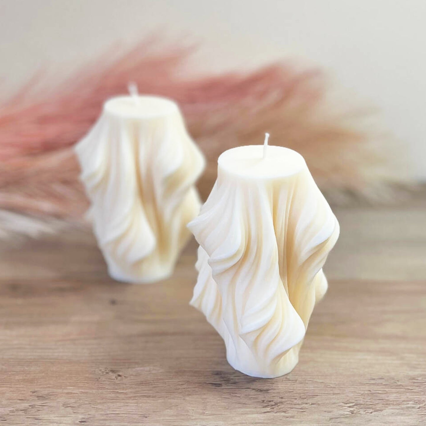 Swirly Sculptural Soy Candle - Wavy Pillar Candles - Minimalist Home Decor Gifts