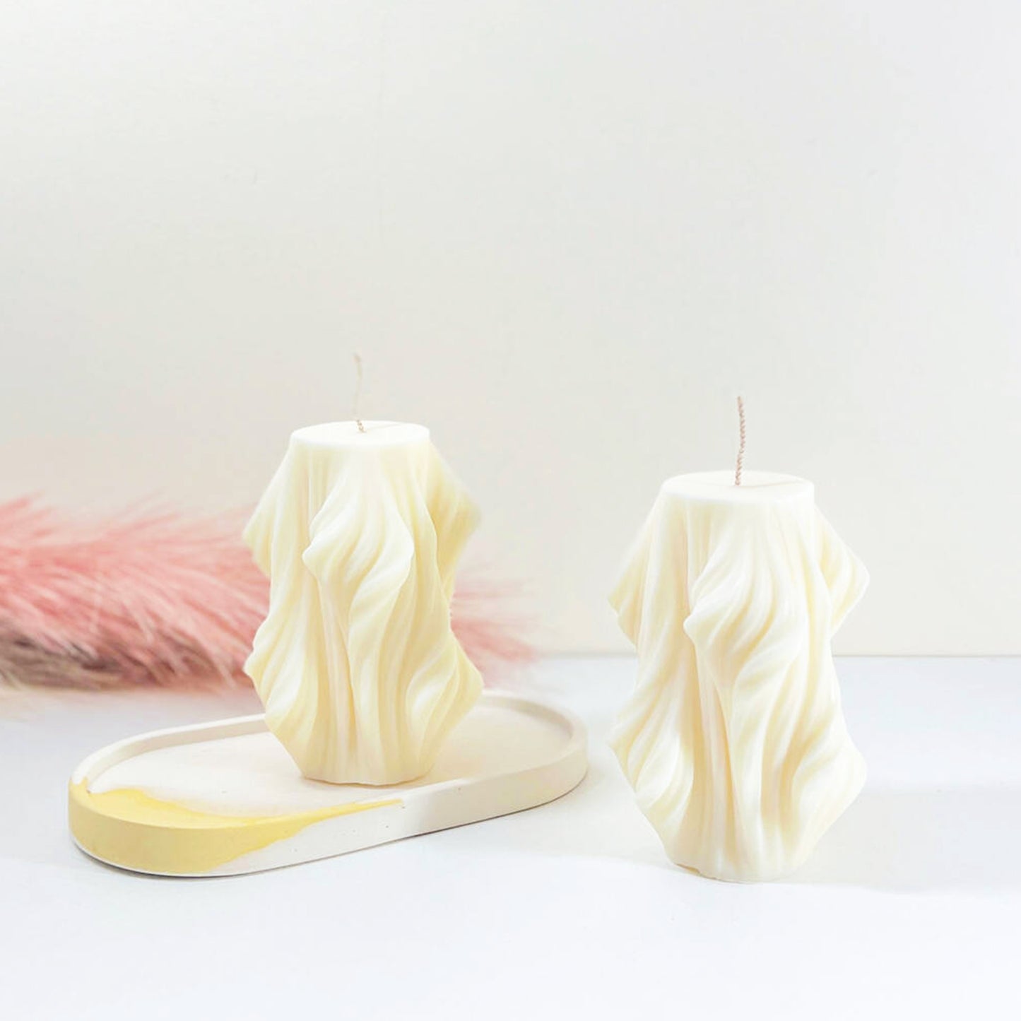 Swirly Sculptural Soy Candle - Wavy Pillar Candles - Minimalist Home Decor Gifts