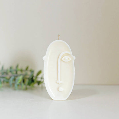 Tall Oval Shape Pillar Candle - Decorative Face Candles - Moai Face Shape Candle