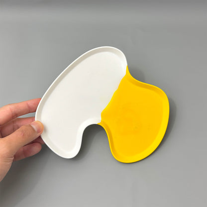 Two Tone Yellow & White Trinket Tray – Modern Decorative Jewellery Tray & Display Tray