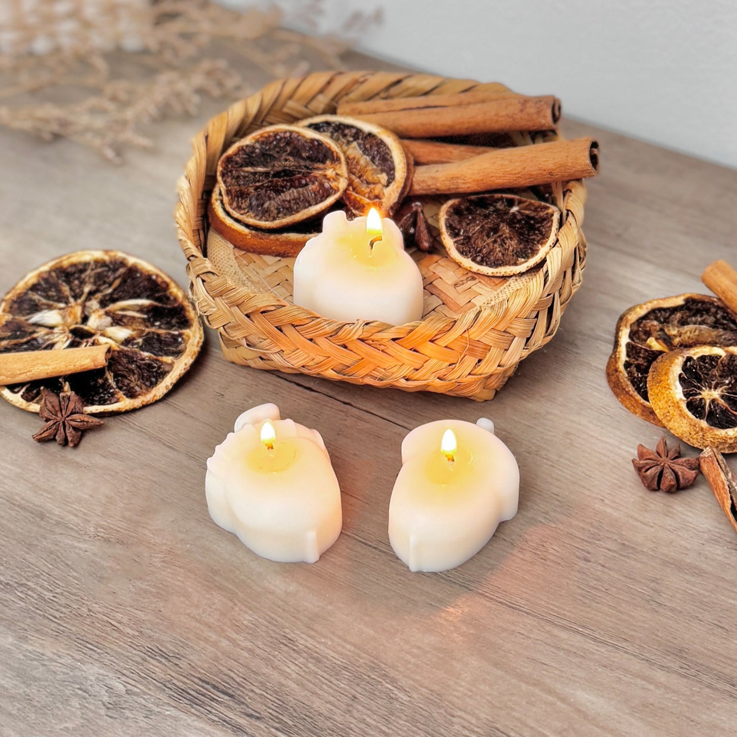 White Acorn Tea Light Candle Set of 3 - White Autumn Acorn Tealight - Autumn Candles