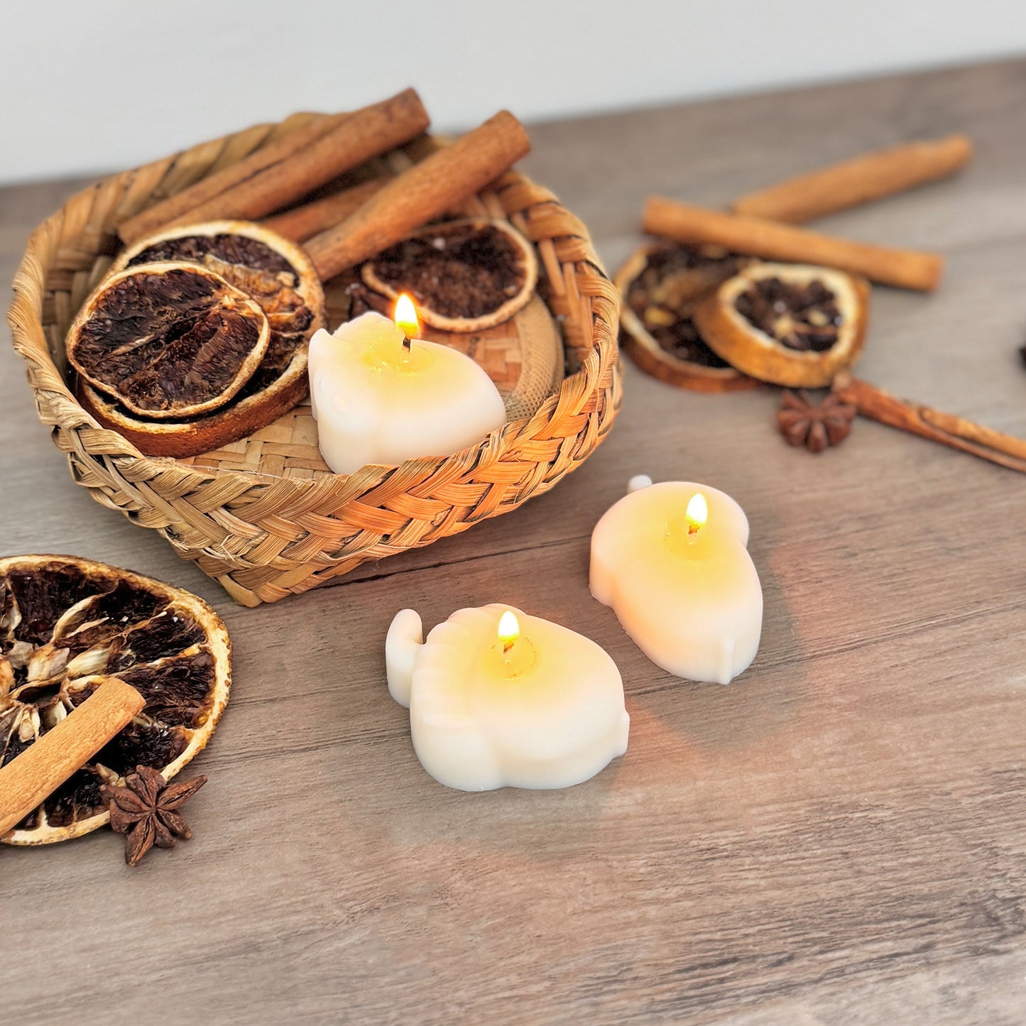 White Acorn Tea Light Candle Set of 3 - White Autumn Acorn Tealight - Autumn Candles