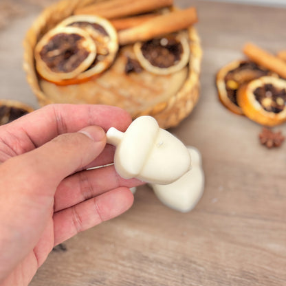 White Acorn Tea Light Candle Set of 3 - White Autumn Acorn Tealight - Autumn Candles