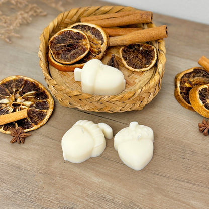 White Acorn Tea Light Candle Set of 3 - White Autumn Acorn Tealight - Autumn Candles