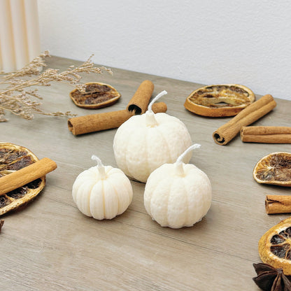 White Pumpkin Candles Set of 3 - Autumn Decor - Autumn Wedding Candles