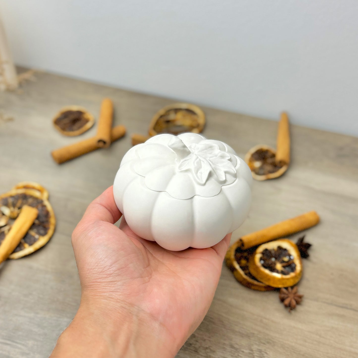 White Pumpkin Decorative Bowl - Autumn Home Decor Trinket Box - Halloween Decor