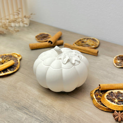 White Pumpkin Decorative Bowl - Autumn Home Decor Trinket Box - Halloween Decor