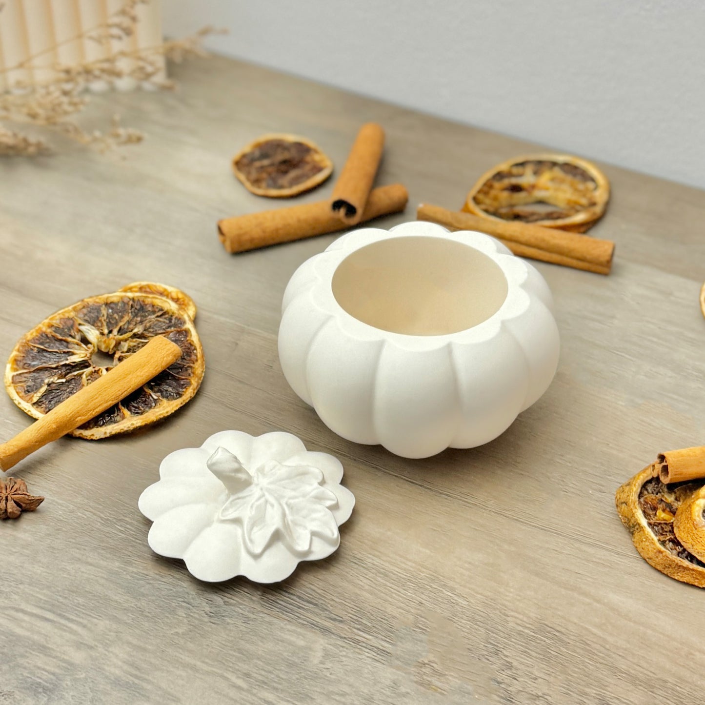 White Pumpkin Decorative Bowl - Autumn Home Decor Trinket Box - Halloween Decor