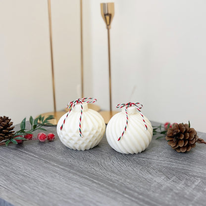 White Christmas Bauble Candle - White Christmas Decoration - Festive Candles