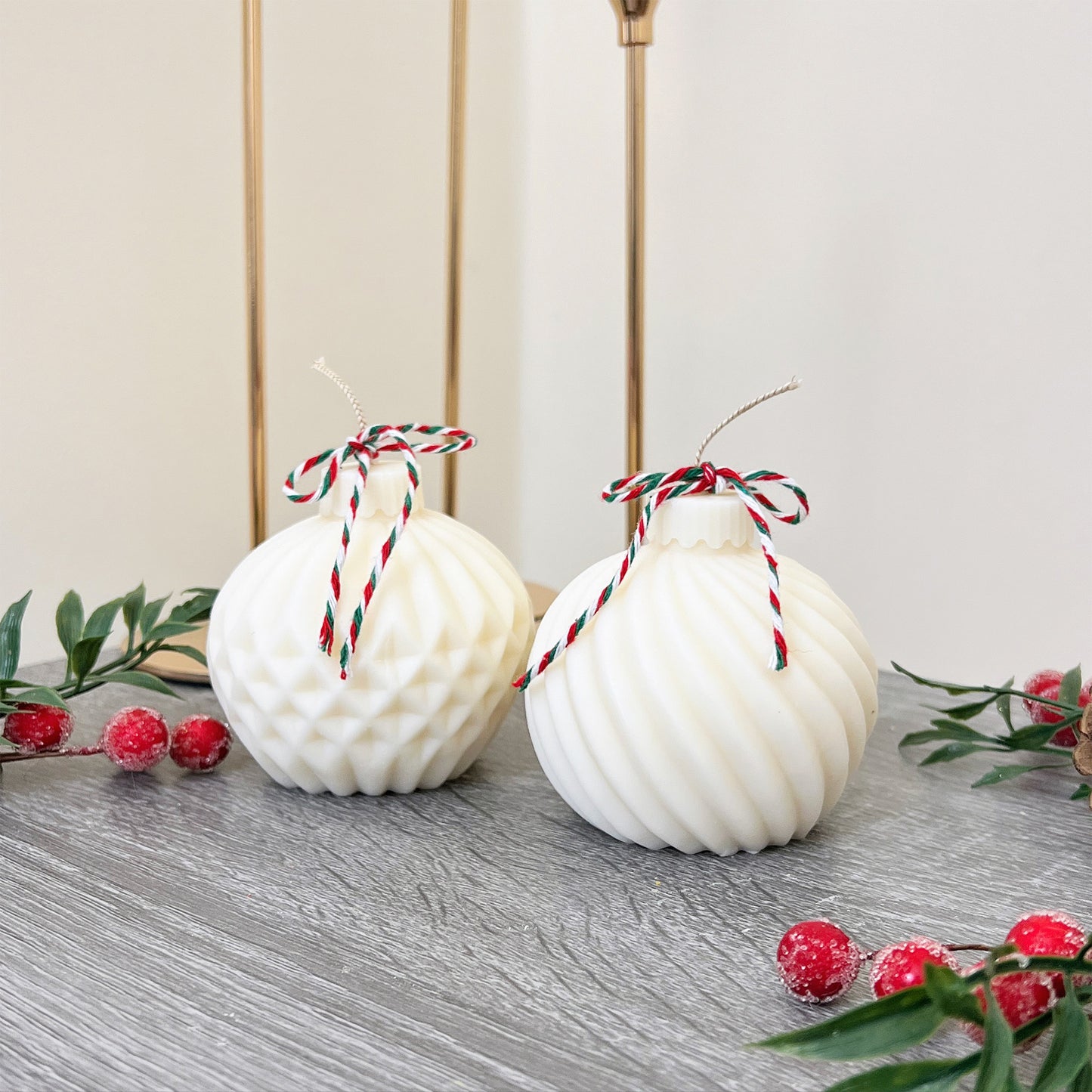 Christmas Bauble Candle - Red Christmas Candles - Festive Decorations