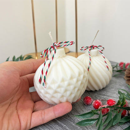 White Christmas Bauble Candle - White Christmas Decoration - Festive Candles