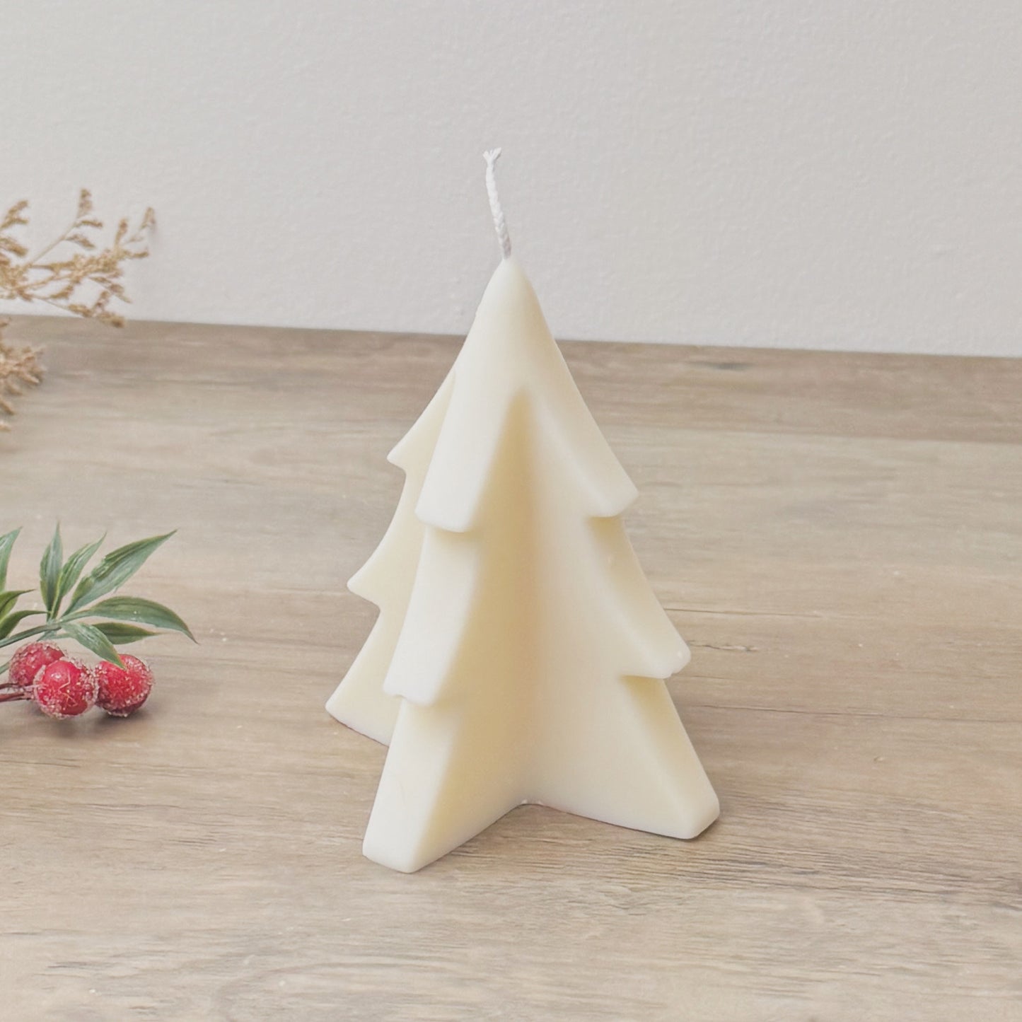 White Christmas Tree Candle - Christmas Tree Candle Decoration - Winter Candles