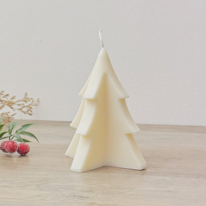 White Christmas Tree Candle - Christmas Tree Candle Decoration - Winter Candles