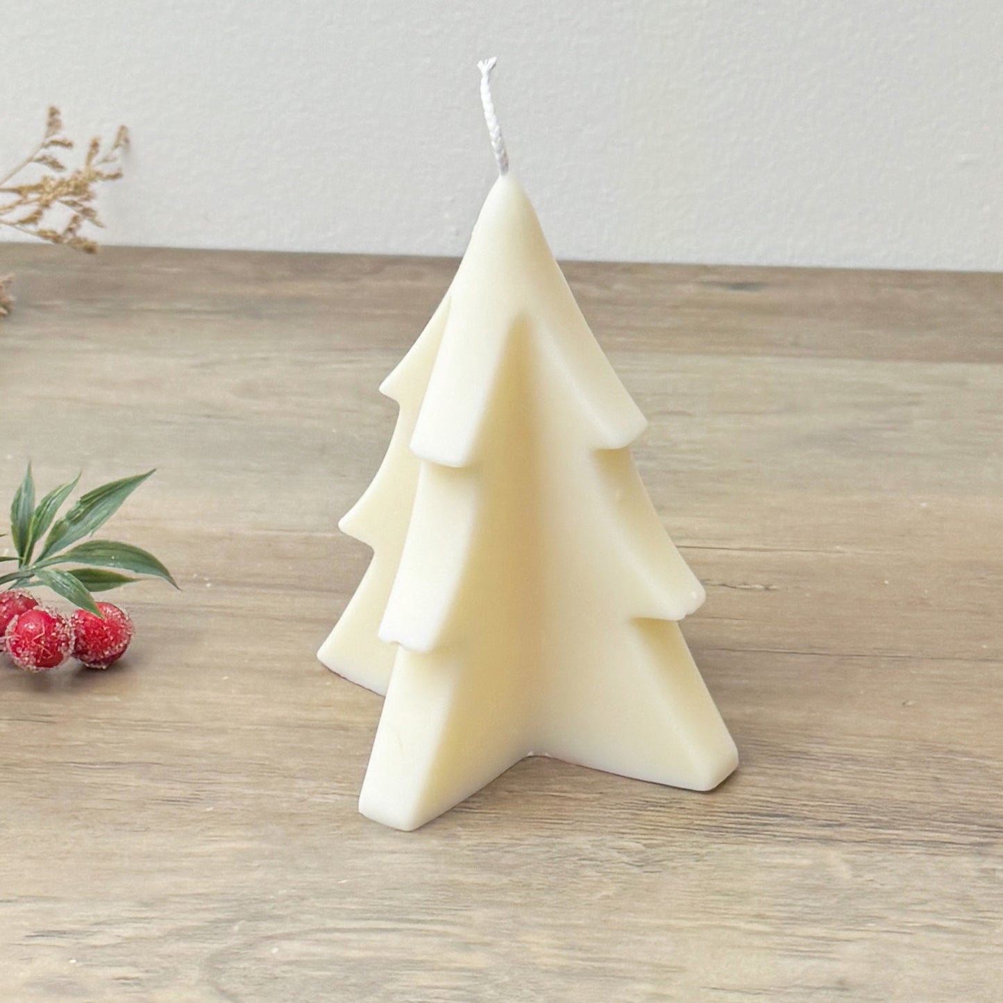 White Christmas Tree Candle - Christmas Tree Candle Decoration - Winter Candles