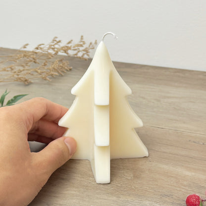 White Christmas Tree Candle - Christmas Tree Candle Decoration - Winter Candles