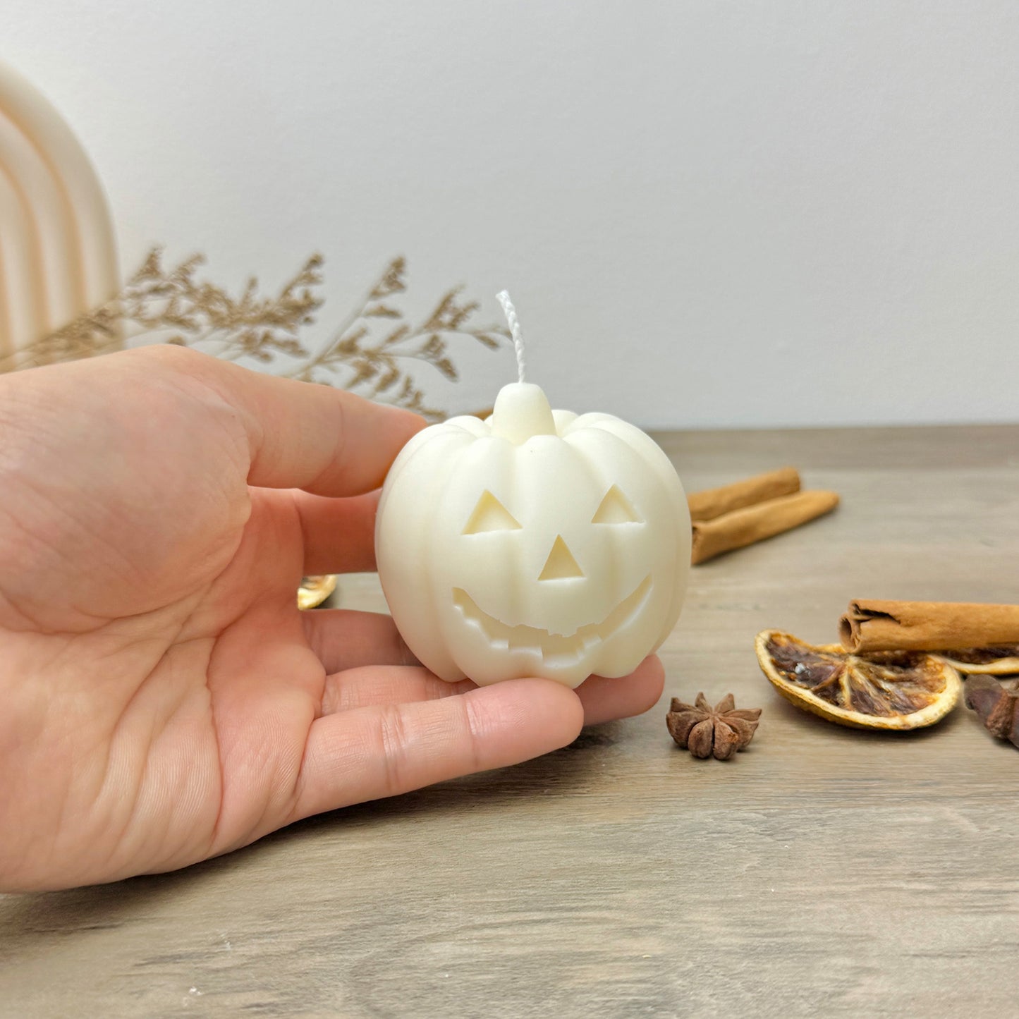 White Halloween Pumpkin Candle - Autumn Pumpkin Decor - Autumn Candles