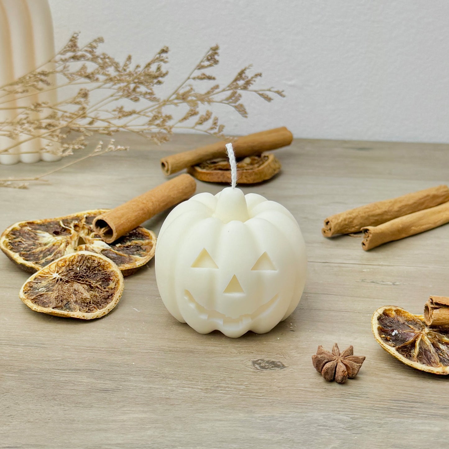 White Halloween Pumpkin Candle - Autumn Pumpkin Decor - Autumn Candles