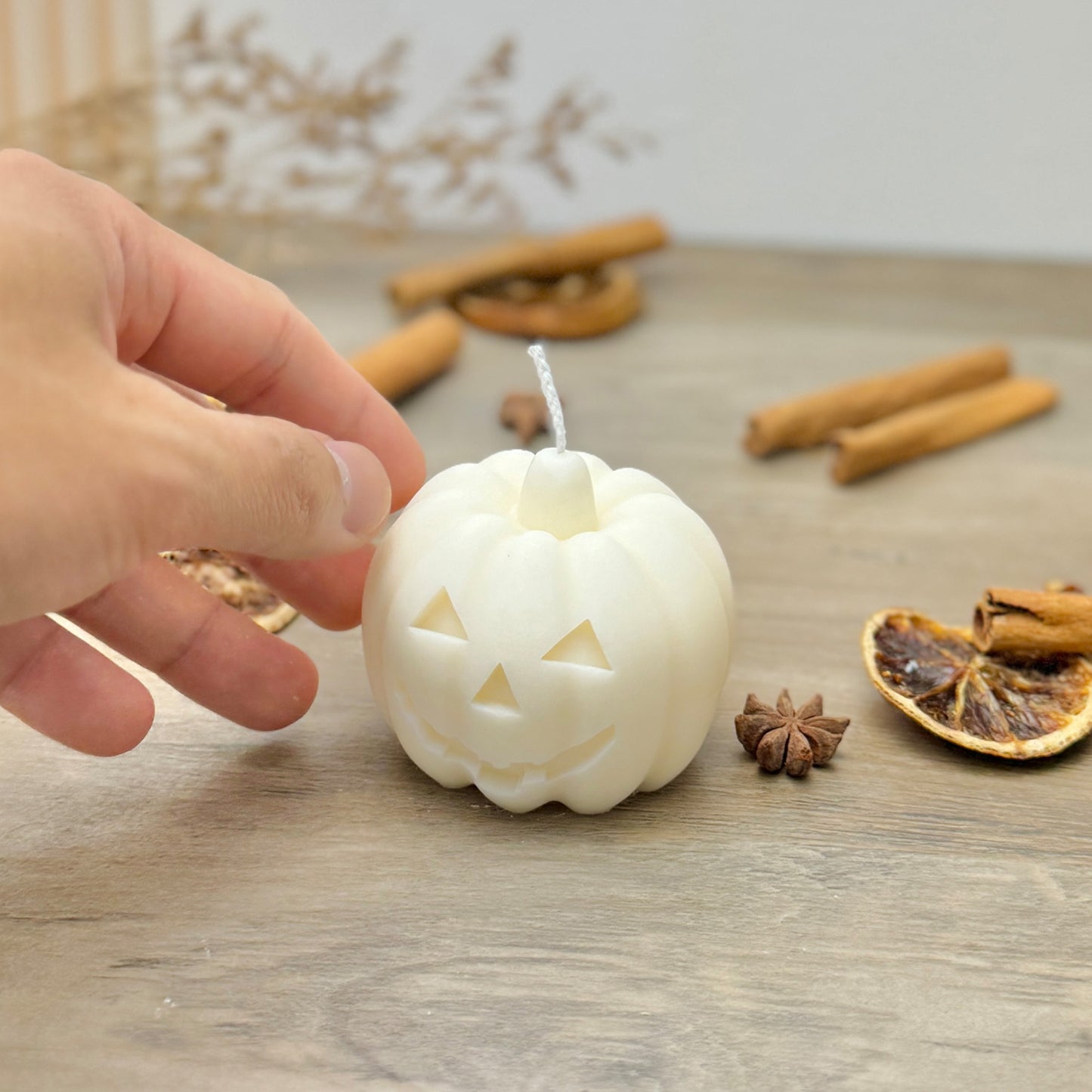 White Halloween Pumpkin Candle - Autumn Pumpkin Decor - Autumn Candles