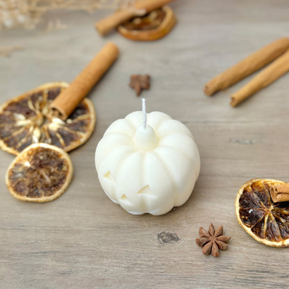 White Halloween Pumpkin Candle - Autumn Pumpkin Decor - Autumn Candles