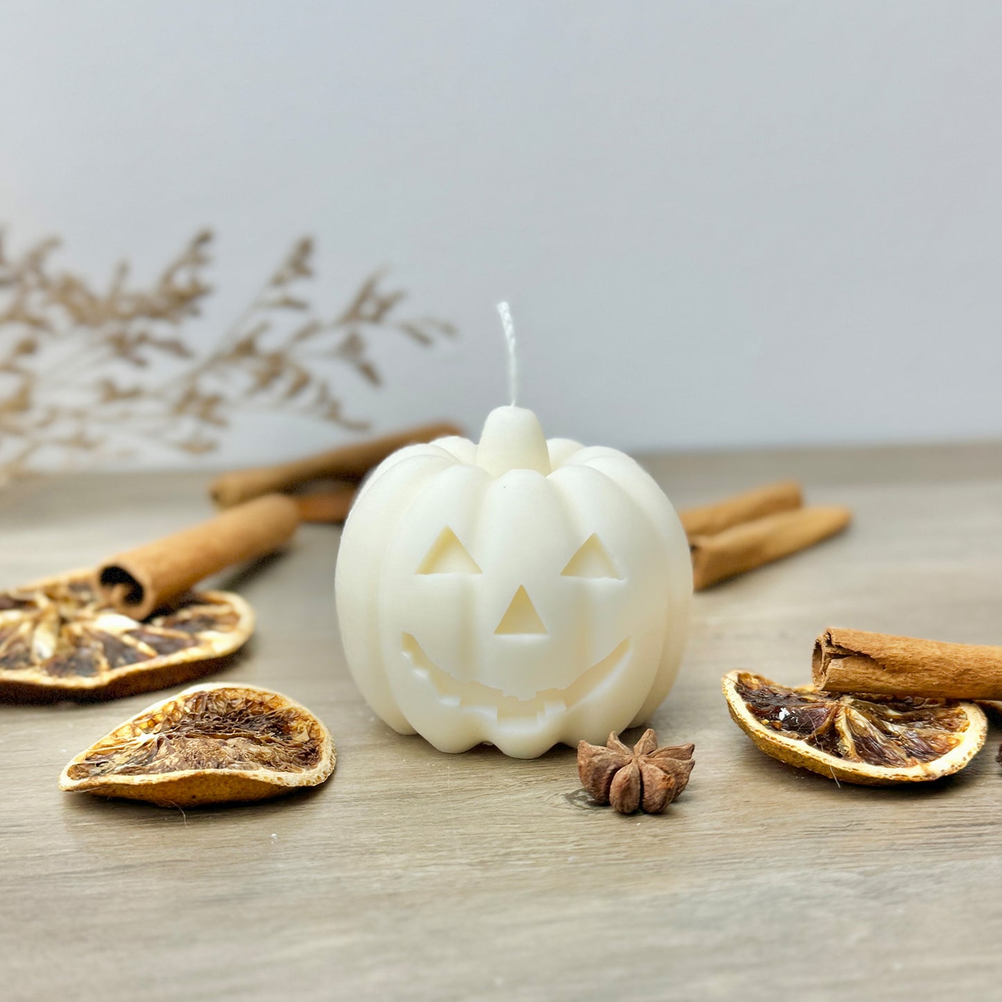 White Halloween Pumpkin Candle - Autumn Pumpkin Decor - Autumn Candles