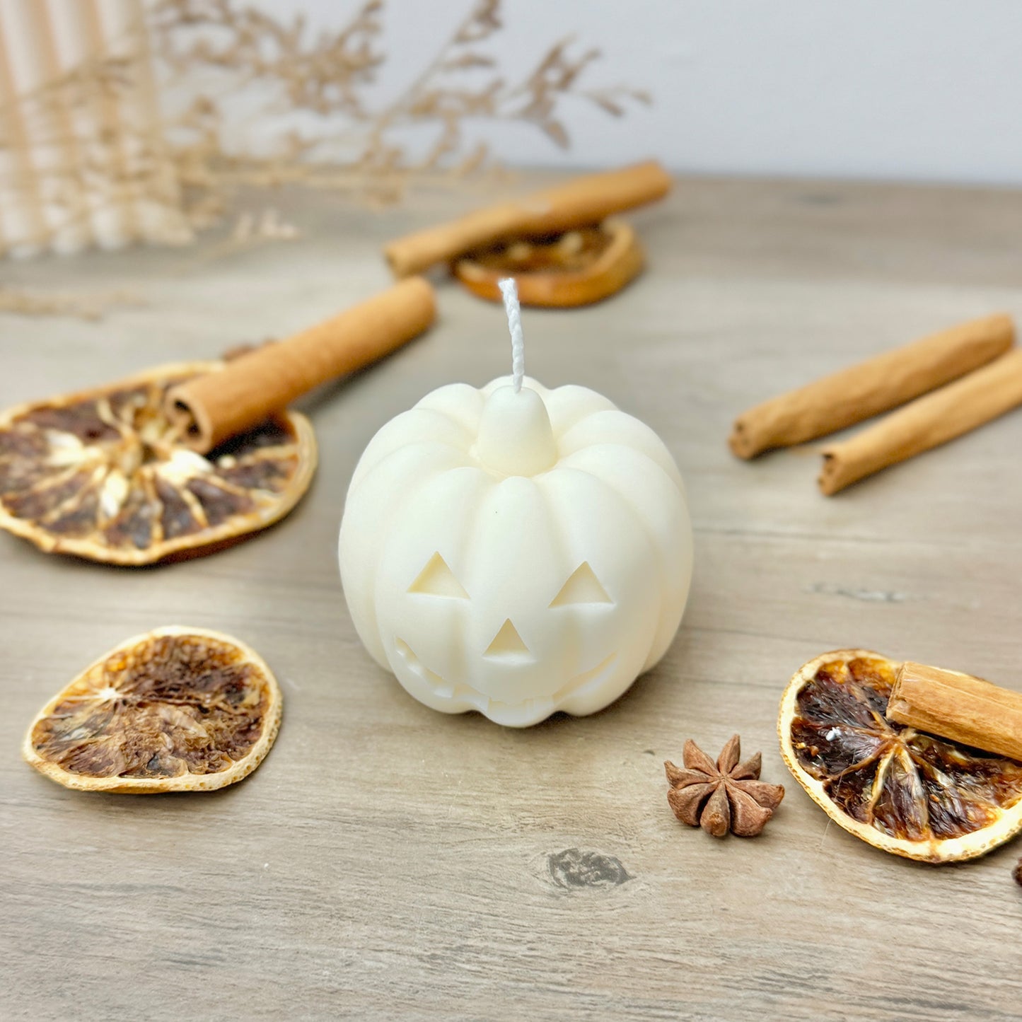 White Halloween Pumpkin Candle - Autumn Pumpkin Decor - Autumn Candles