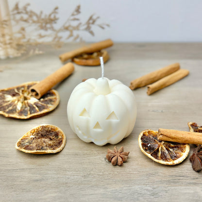 White Halloween Pumpkin Candle - Autumn Pumpkin Decor - Autumn Candles