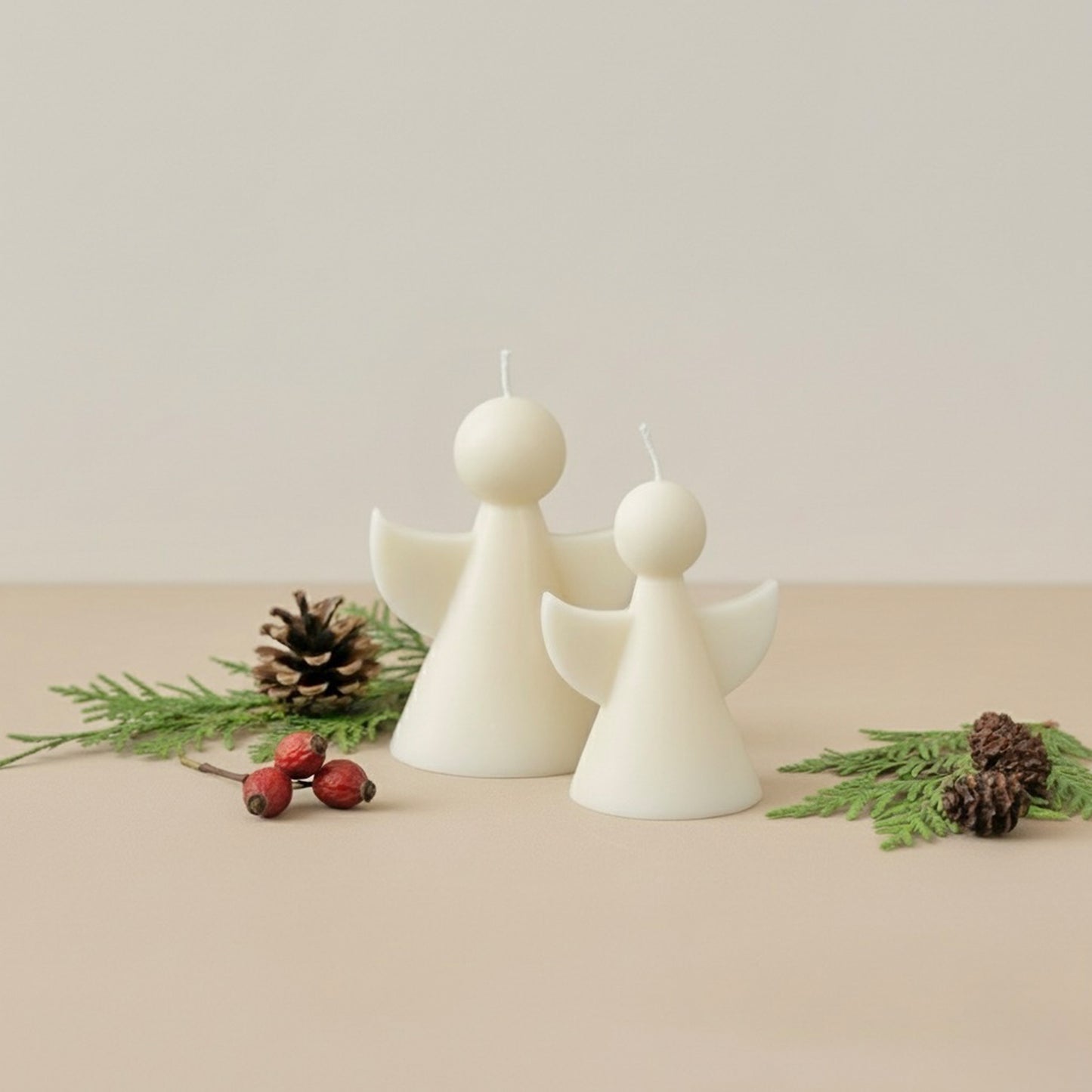 White Christmas Angel Candle - Christmas Fairy Decor - Christmas Candles