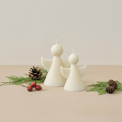 White Christmas Angel Candle - Christmas Fairy Decor - Christmas Candles