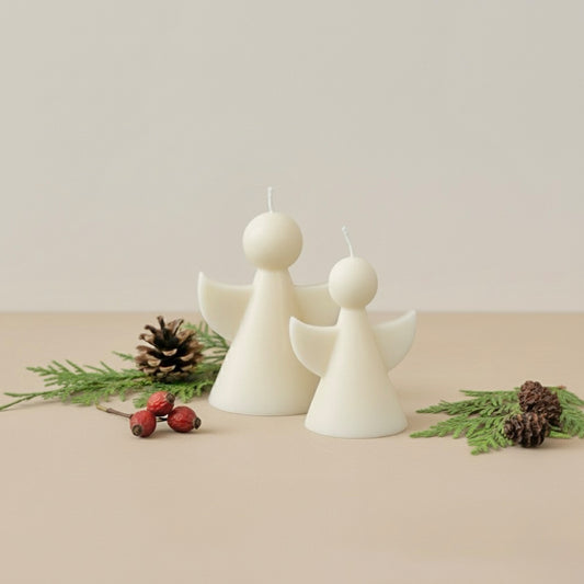 White Christmas Angel Candle - Christmas Fairy Decor - Christmas Candles