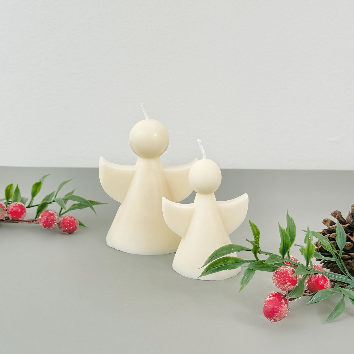 White Christmas Angel Candle - Christmas Fairy Decor - Christmas Candles