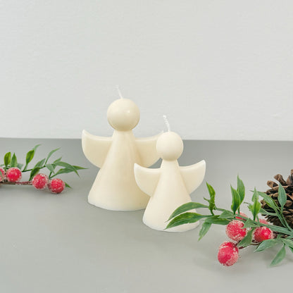 White Christmas Angel Candle - Christmas Fairy Decor - Christmas Candles