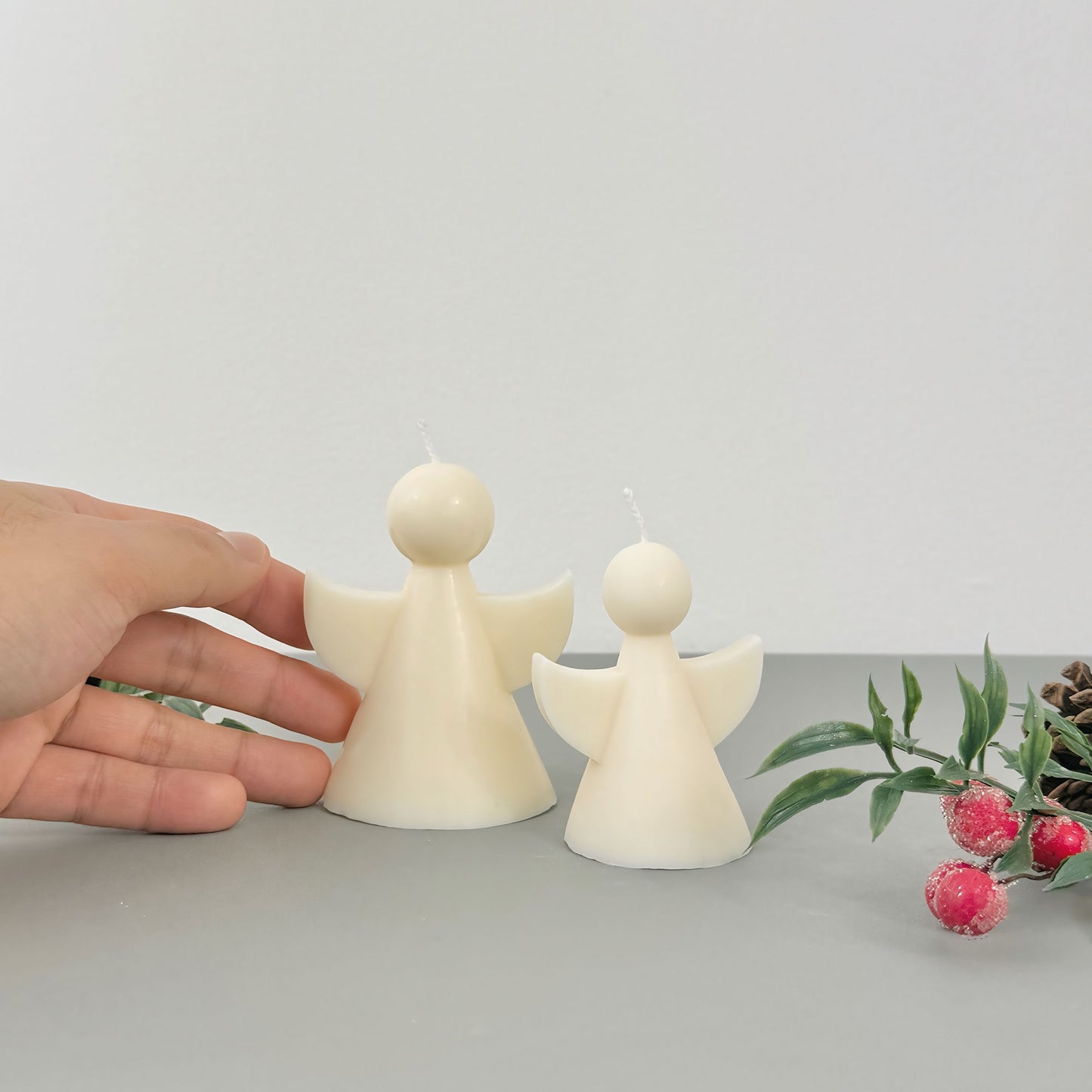 White Christmas Angel Candle - Christmas Fairy Decor - Christmas Candles