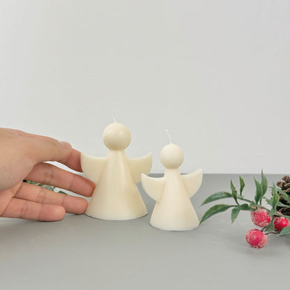 White Christmas Angel Candle - Christmas Fairy Decor - Christmas Candles